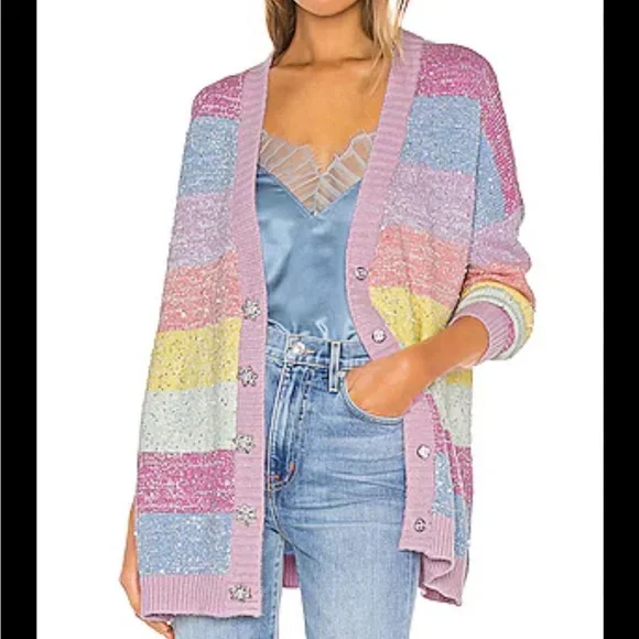 Olivia Rubin Mika Pastel Stripe Cardigan - Picture 1 of 5